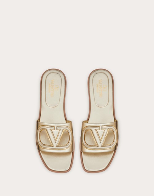 Red Valentino SANDALO SLIDE VLOGO CUT-OUT IN NAPPA LAMINATA Pezzi Unici