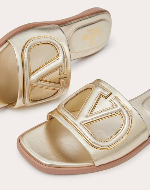 Red Valentino SANDALO SLIDE VLOGO CUT-OUT IN NAPPA LAMINATA Pezzi Unici