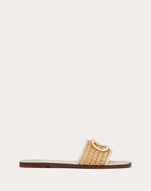 Red Valentino SANDALO SLIDE VLOGO SIGNATURE IN RAFIA INTRECCIATA Soddisfazione Garantita
