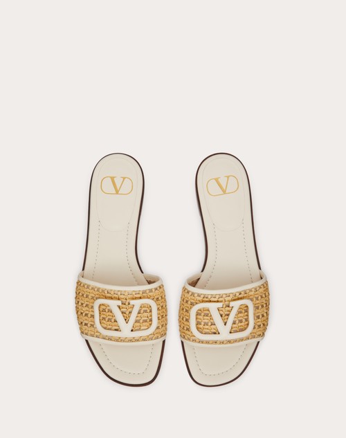 Red Valentino SANDALO SLIDE VLOGO SIGNATURE IN RAFIA INTRECCIATA Soddisfazione Garantita