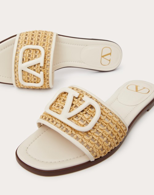 Red Valentino SANDALO SLIDE VLOGO SIGNATURE IN RAFIA INTRECCIATA Soddisfazione Garantita