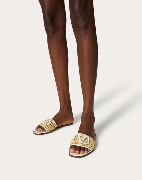 Red Valentino SANDALO SLIDE VLOGO SIGNATURE IN RAFIA INTRECCIATA Soddisfazione Garantita