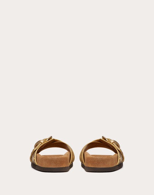 Red Valentino SANDALO SLIDE FUSSFRIEND IN VITELLO GRANATO METALLIZZATO 30MM Shopping Online