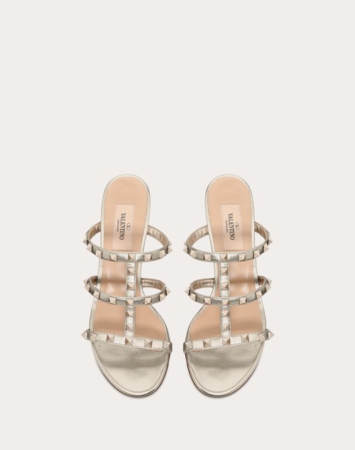 Red Valentino SANDALO SLIDER ROCKSTUD IN VITELLO METALLIZZATO 60MM Spedizione gratuita