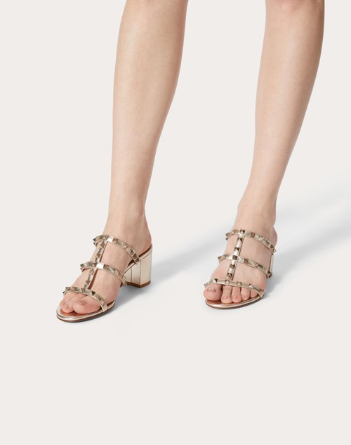 Red Valentino SANDALO SLIDER ROCKSTUD IN VITELLO METALLIZZATO 60MM Spedizione gratuita