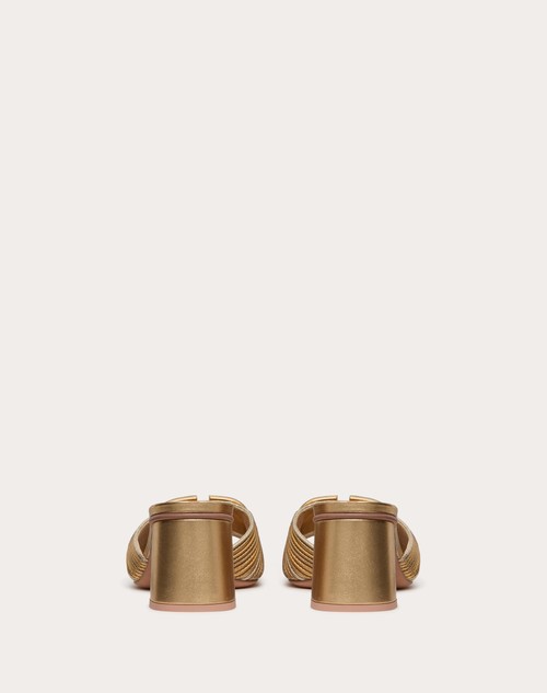 Red Valentino SANDALO SLIDE VLOGO SIGNATURE METALLIZZATO CON RICAMO CORNELY 60MM Vendite stagionali