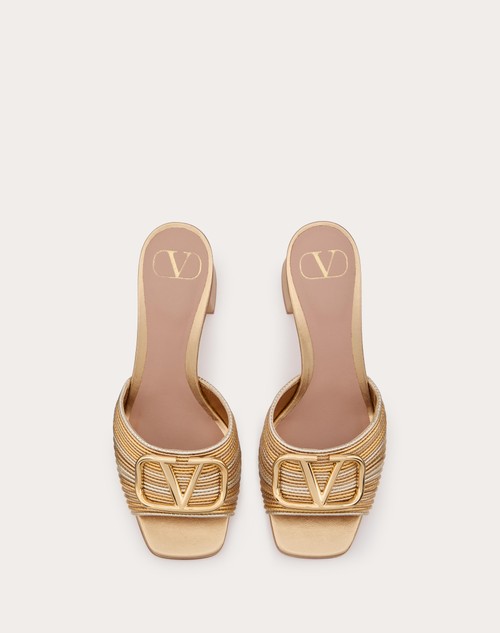 Red Valentino SANDALO SLIDE VLOGO SIGNATURE METALLIZZATO CON RICAMO CORNELY 60MM Vendite stagionali