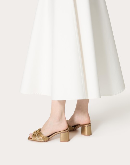 Red Valentino SANDALO SLIDE VLOGO SIGNATURE METALLIZZATO CON RICAMO CORNELY 60MM Vendite stagionali