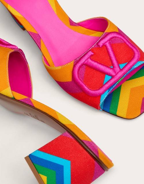 Red Valentino SANDALO SLIDE VALENTINO GARAVANI ESCAPE IN CANVAS CON STAMPA CHEVRON24 60MM Black Friday