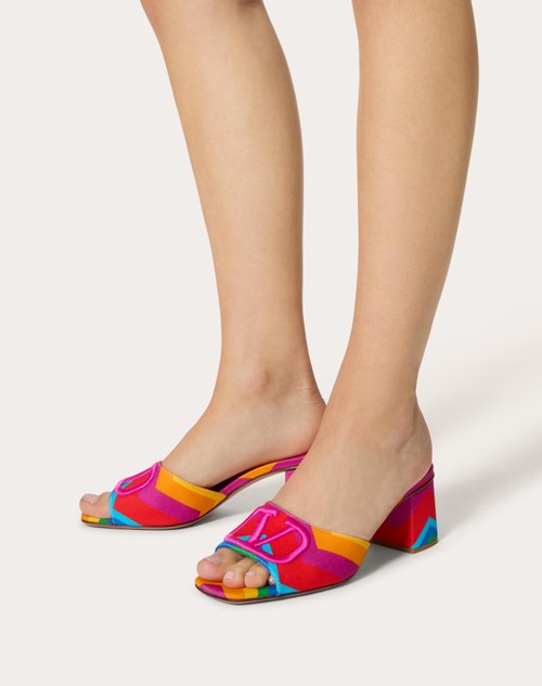 Red Valentino SANDALO SLIDE VALENTINO GARAVANI ESCAPE IN CANVAS CON STAMPA CHEVRON24 60MM Black Friday