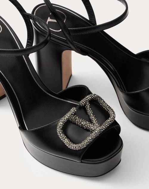 Red Valentino SANDALO CON PLATEAU VLOGO SIGNATURE IN VITELLO 115MM Offerta Pasqua