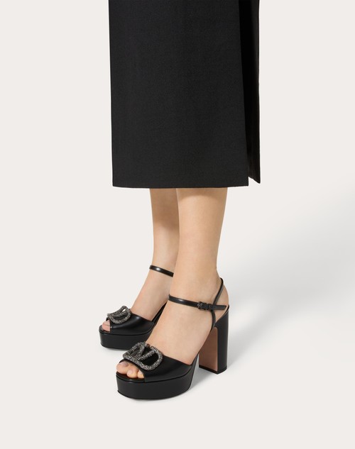 Red Valentino SANDALO CON PLATEAU VLOGO SIGNATURE IN VITELLO 115MM Offerta Pasqua