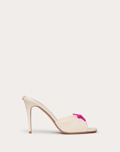 Red Valentino SANDALO SLIDE VALENTINO GARAVANI ESCAPE IN VITELLO CON RICAMO STARFISH 90MM Offerta per la Festa della Mamma