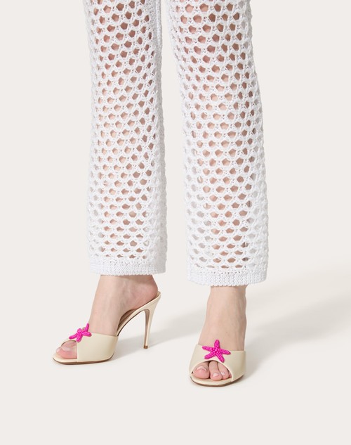 Red Valentino SANDALO SLIDE VALENTINO GARAVANI ESCAPE IN VITELLO CON RICAMO STARFISH 90MM Offerta per la Festa della Mamma