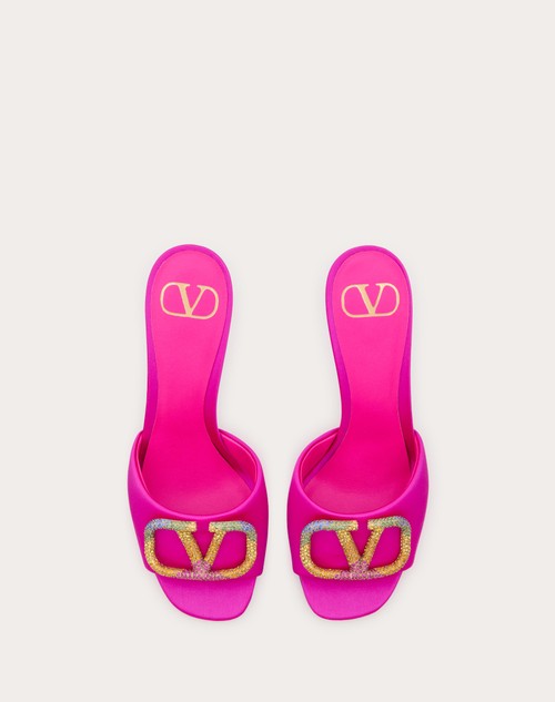 Red Valentino SANDALO SLIDE VALENTINO GARAVANI ESCAPE IN RASO CON CRISTALLI 90MM Offerta Giorno del Papà