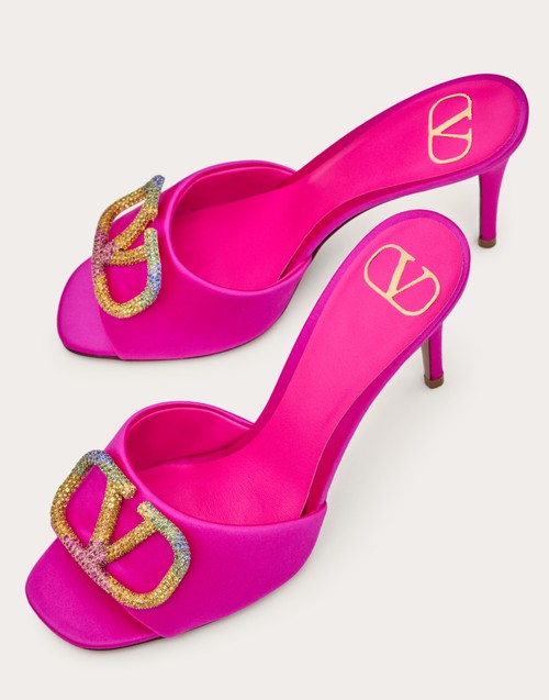 Red Valentino SANDALO SLIDE VALENTINO GARAVANI ESCAPE IN RASO CON CRISTALLI 90MM Offerta Giorno del Papà