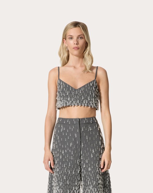 Red Valentino TOP IN ACTIVE GABARDINE RICAMATO Sconti VIP