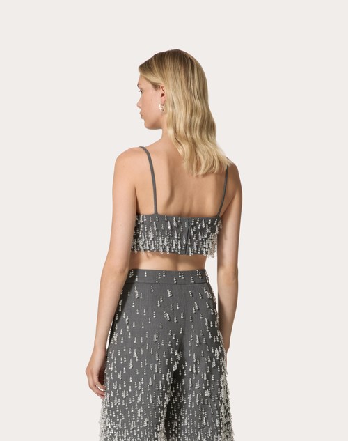 Red Valentino TOP IN ACTIVE GABARDINE RICAMATO Sconti VIP