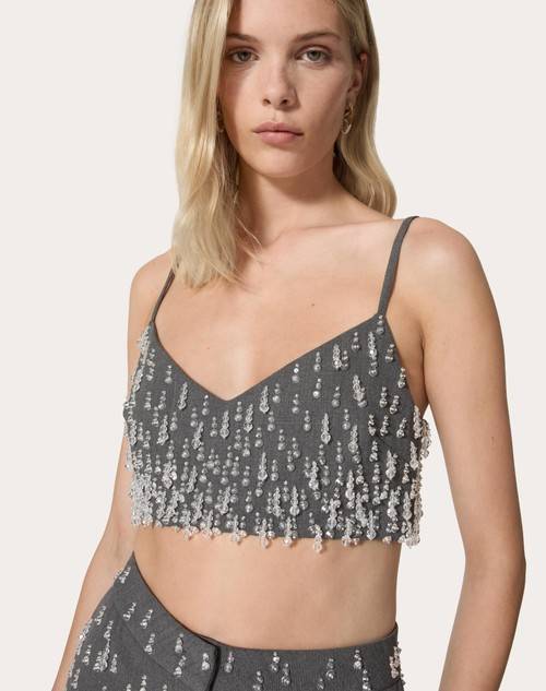 Red Valentino TOP IN ACTIVE GABARDINE RICAMATO Sconti VIP