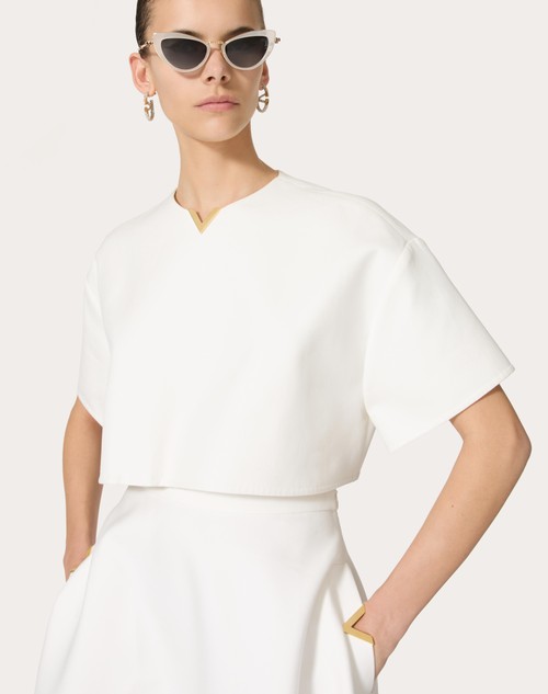 Red Valentino TOP IN LIGHT DOUBLE SPLITTABLE GABARDINE Super Saving Price