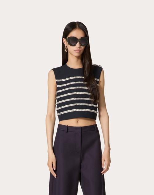 Red Valentino TOP IN CREPE COUTURE RICAMATO Discount Store per i nuovi prodotti