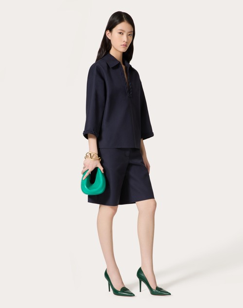 Red Valentino TOP IN LIGHT DOUBLE SPLITTABLE GABARDINE RICAMATO Enormi sconti