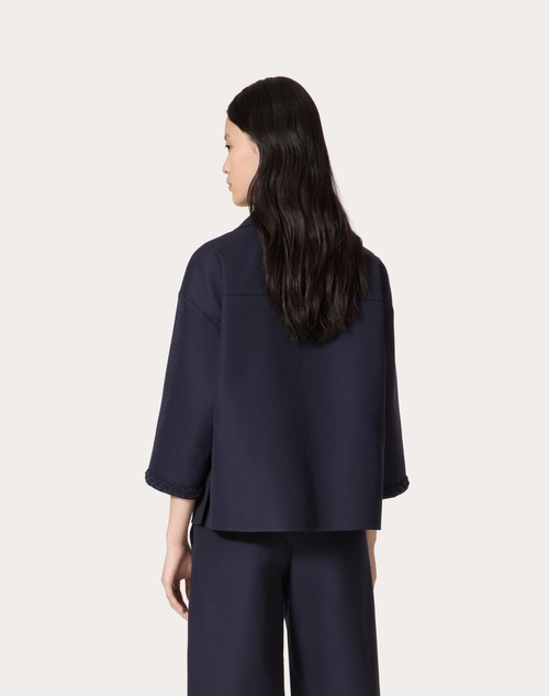 Red Valentino TOP IN LIGHT DOUBLE SPLITTABLE GABARDINE RICAMATO Enormi sconti