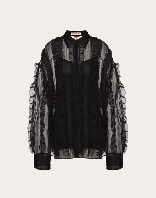 Red Valentino CAMICIA IN ORGANZA RICAMATA Vendita