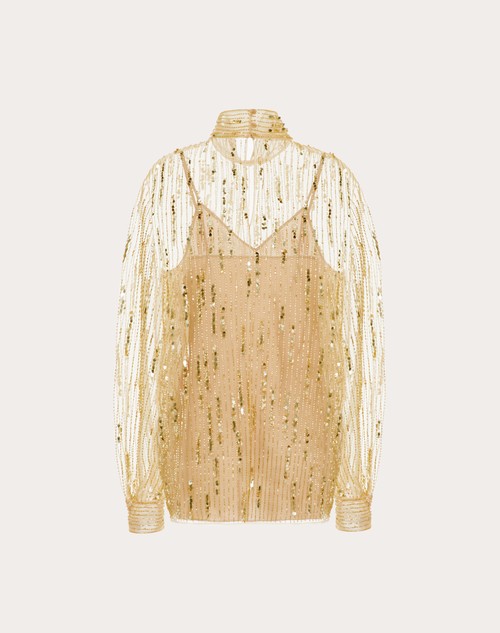 Red Valentino TOP IN TULLE ILLUSIONE RICAMATO Soddisfazione Garantita