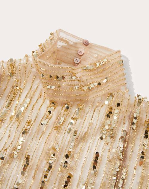 Red Valentino TOP IN TULLE ILLUSIONE RICAMATO Soddisfazione Garantita