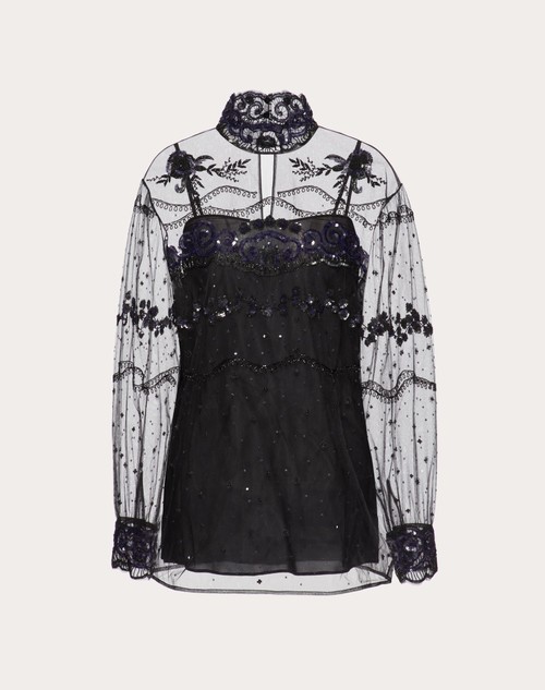 Red Valentino TOP IN TULLE ILLUSIONE RICAMATO Qualità Garantita