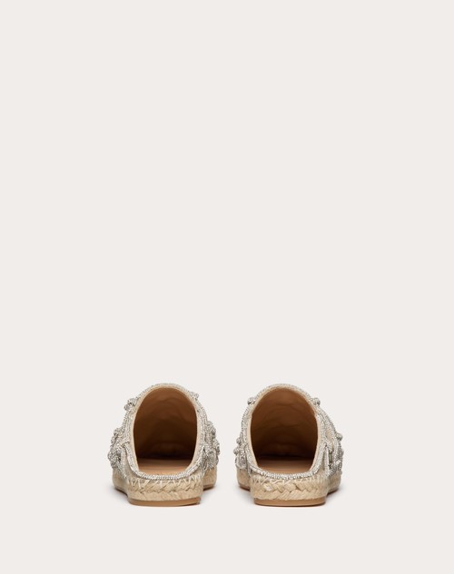 Red Valentino MULE VALENTINO GARAVANI RESORT IN LINO CON RETE DI CRISTALLI 15MM Acquista Ora