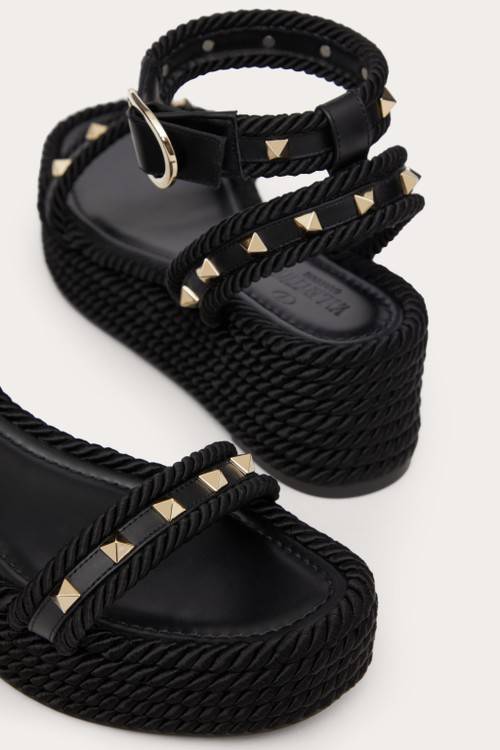 Red Valentino SANDALO FLATFORM ROCKSTUD IN VITELLO 45MM Affare Del Giorno