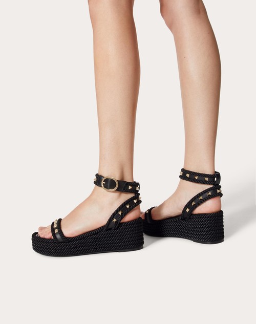 Red Valentino SANDALO FLATFORM ROCKSTUD IN VITELLO 45MM Affare Del Giorno