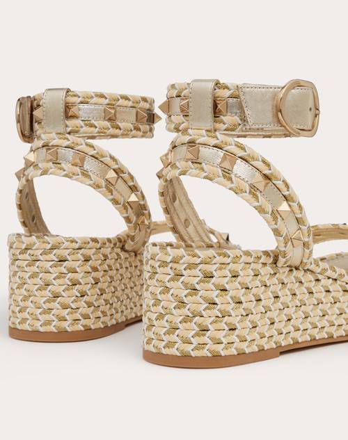 Red Valentino SANDALO FLATFORM ROCKSTUD IN NAPPA LAMINATA 45MM Prezzo Ridotto