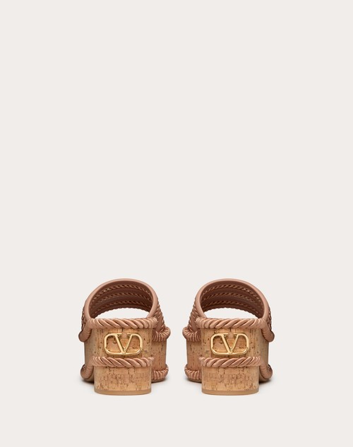 Red Valentino SANDALO SLIDE FLATFORM VLOGO SUMMERBLOCKS IN NAPPA E TORCHON DI SETA 80MM Sottocosto