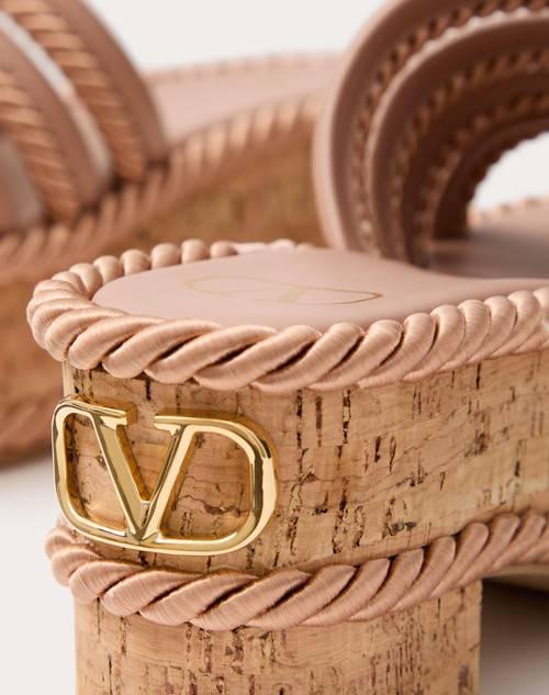 Red Valentino SANDALO SLIDE FLATFORM VLOGO SUMMERBLOCKS IN NAPPA E TORCHON DI SETA 80MM Sottocosto