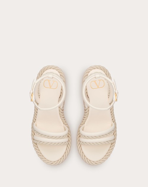 Red Valentino SANDALO ZEPPA VLOGO SUMMERBLOCKS IN NAPPA E TORCHON DI CORDA 130MM Convenienza