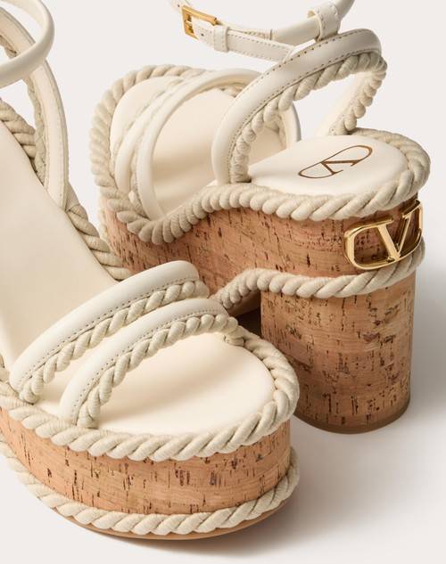 Red Valentino SANDALO ZEPPA VLOGO SUMMERBLOCKS IN NAPPA E TORCHON DI CORDA 130MM Convenienza