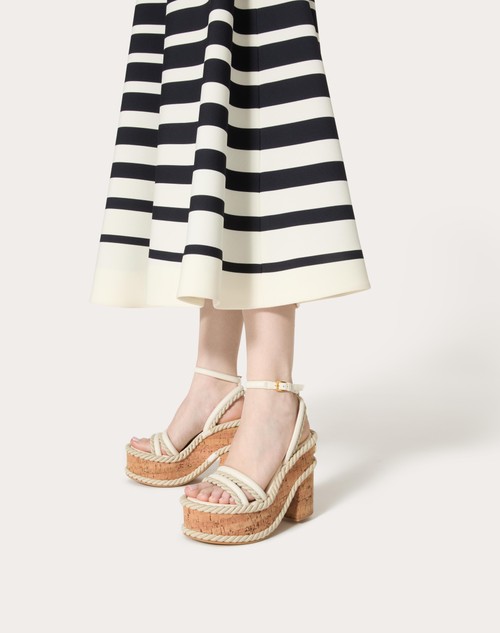 Red Valentino SANDALO ZEPPA VLOGO SUMMERBLOCKS IN NAPPA E TORCHON DI CORDA 130MM Convenienza