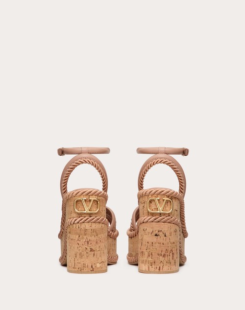 Red Valentino SANDALO ZEPPA VLOGO SUMMERBLOCKS IN NAPPA E TORCHON DI SETA 130MM Novità