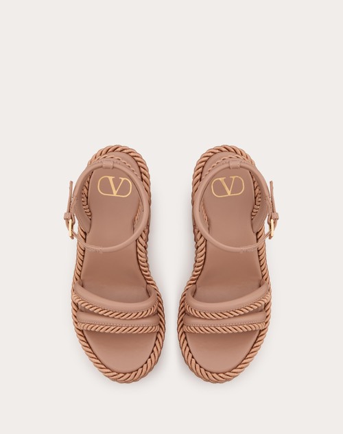Red Valentino SANDALO ZEPPA VLOGO SUMMERBLOCKS IN NAPPA E TORCHON DI SETA 130MM Novità