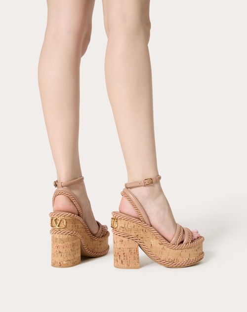 Red Valentino SANDALO ZEPPA VLOGO SUMMERBLOCKS IN NAPPA E TORCHON DI SETA 130MM Novità