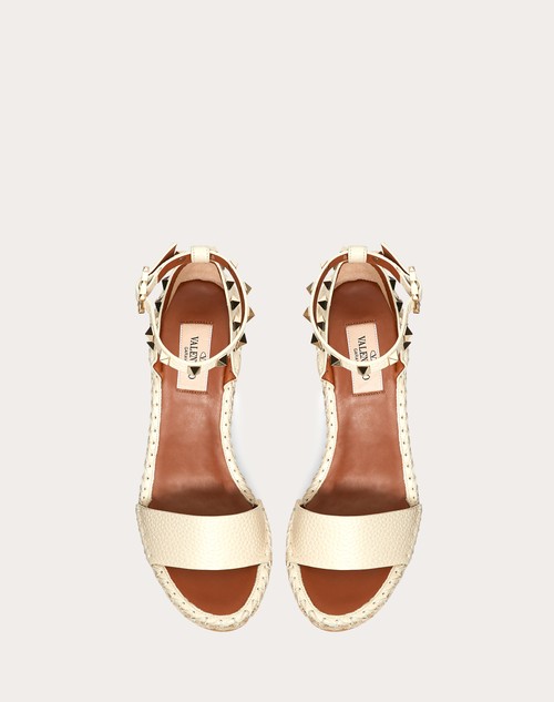 Red Valentino SANDALO ZEPPA ROCKSTUD DOUBLE IN VITELLO GRANATO 105MM Online