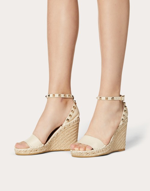 Red Valentino SANDALO ZEPPA ROCKSTUD DOUBLE IN VITELLO GRANATO 105MM Online