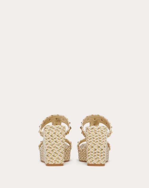 Red Valentino SANDALO ZEPPA ROCKSTUD IN NAPPA LAMINATA 90MM Vendita Calda
