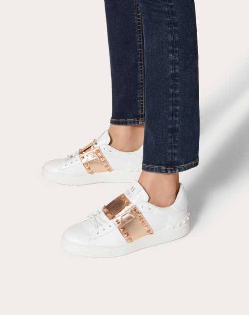 Red Valentino SNEAKER ROCKSTUD UNTITLED IN VITELLO CON BANDA METALLIZZATA Offerta San Valentino