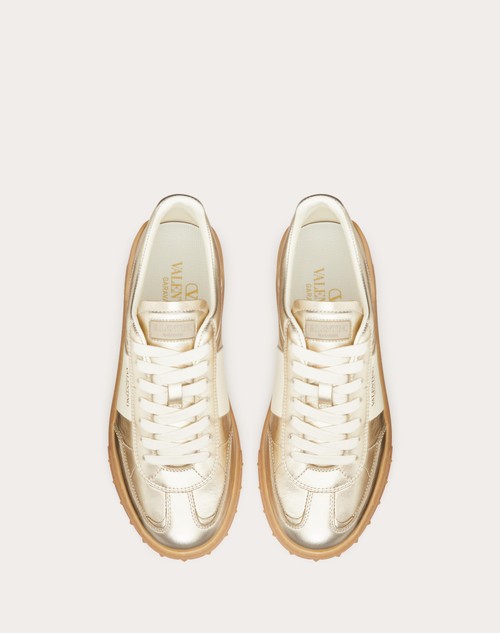 Red Valentino SNEAKER UPVILLAGE IN VITELLO LAMINATO CON BANDA IN VITELLO NAPPATO Online Outlet
