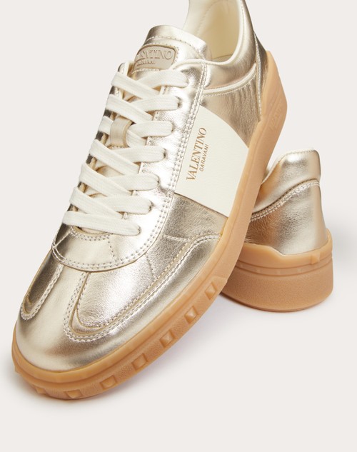 Red Valentino SNEAKER UPVILLAGE IN VITELLO LAMINATO CON BANDA IN VITELLO NAPPATO Online Outlet