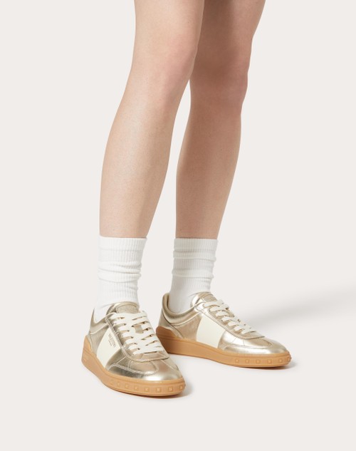 Red Valentino SNEAKER UPVILLAGE IN VITELLO LAMINATO CON BANDA IN VITELLO NAPPATO Online Outlet